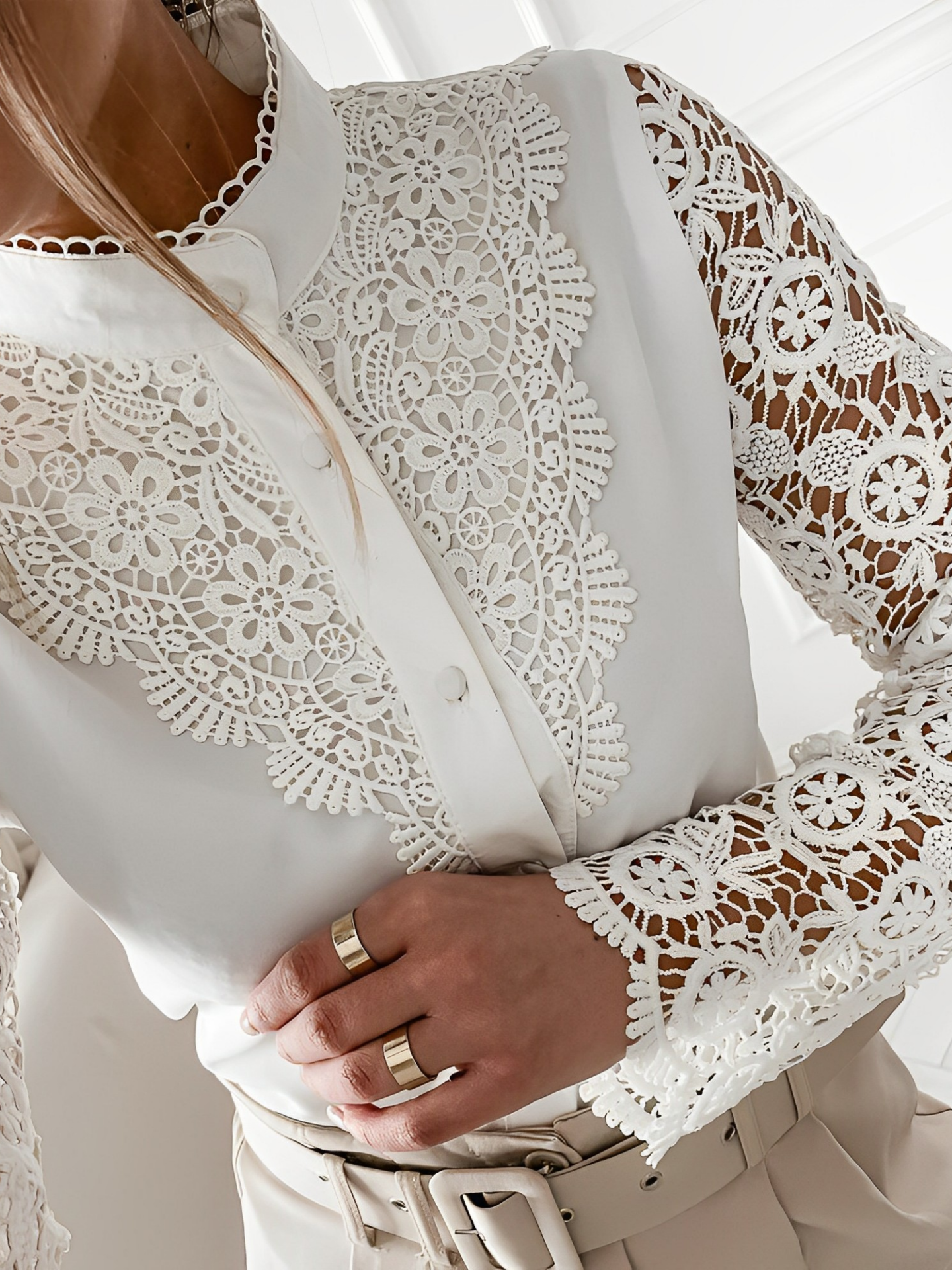 Paris™  |  Witte Elegante Mouwen Blouse