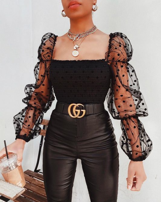 Cyrus™ | Trendy Sheer Mesh Blouse